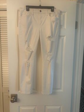 Joe's Jeans White Distressed Straight-Leg Jeans